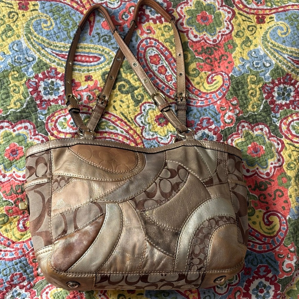 y2k Coach gold patchwork shoulder bag